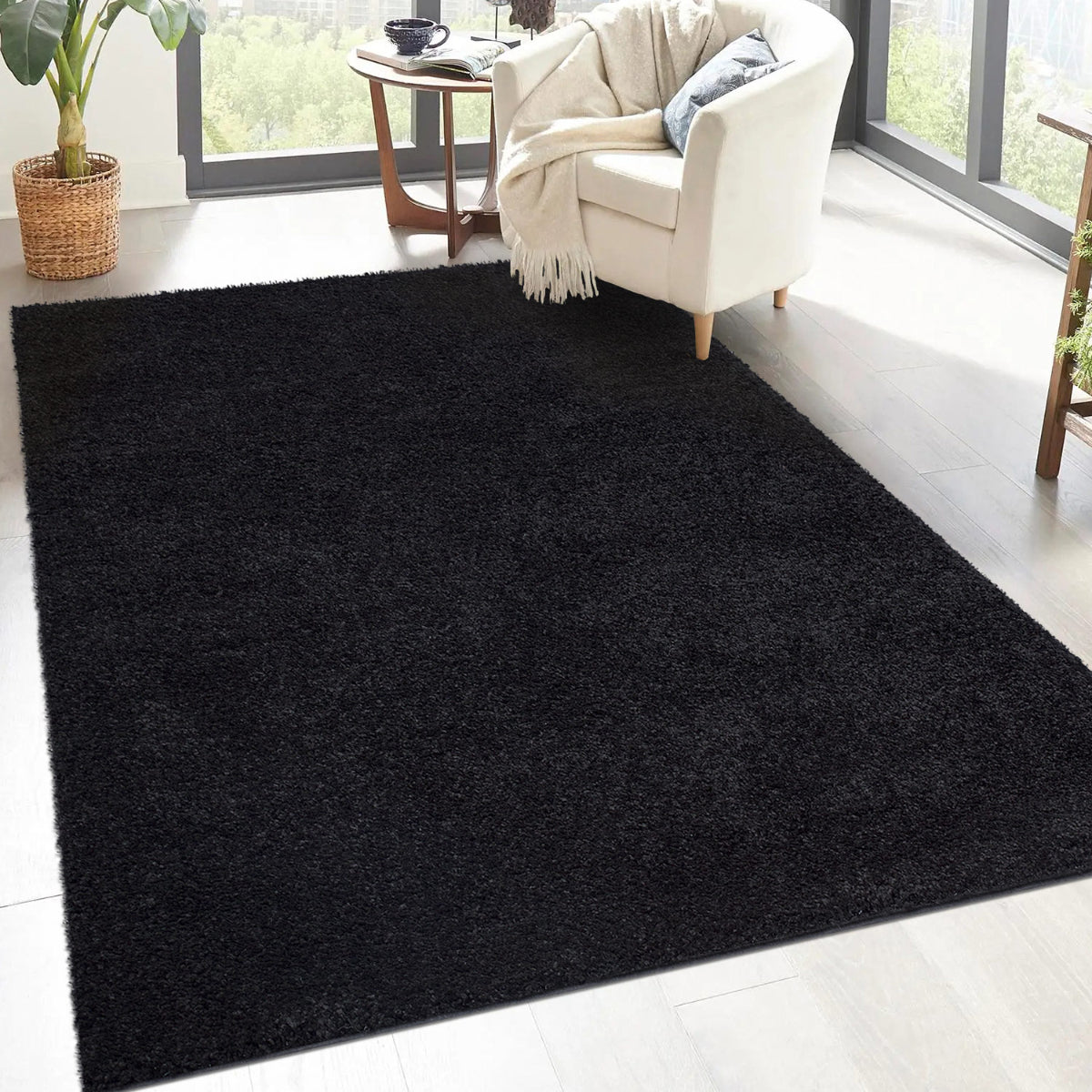 Vaip City Shaggy Black&White