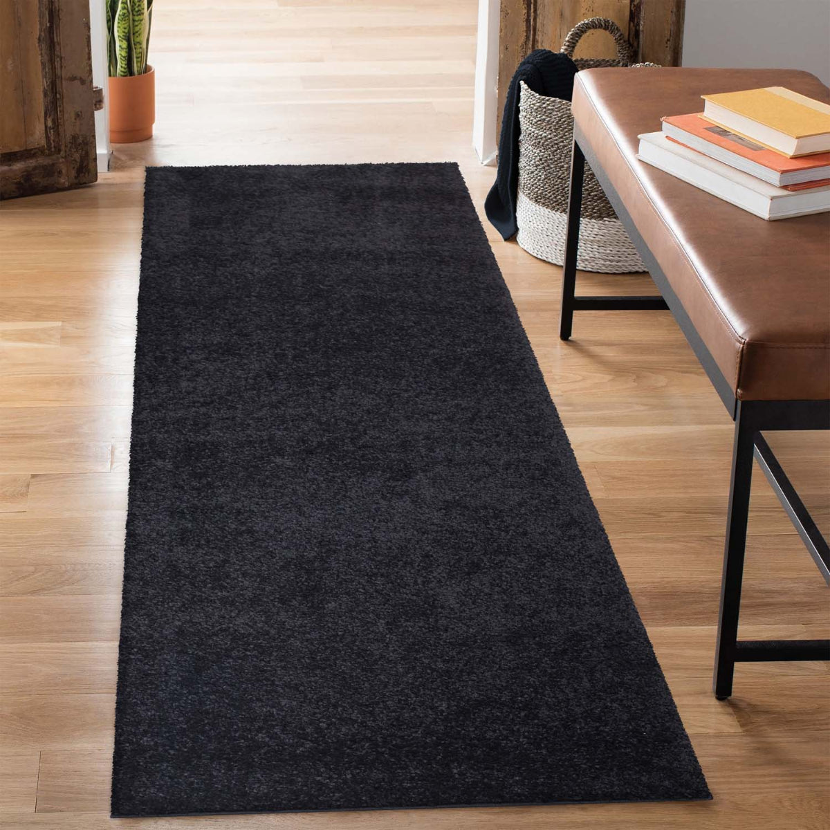 Vaip City Shaggy Black&White