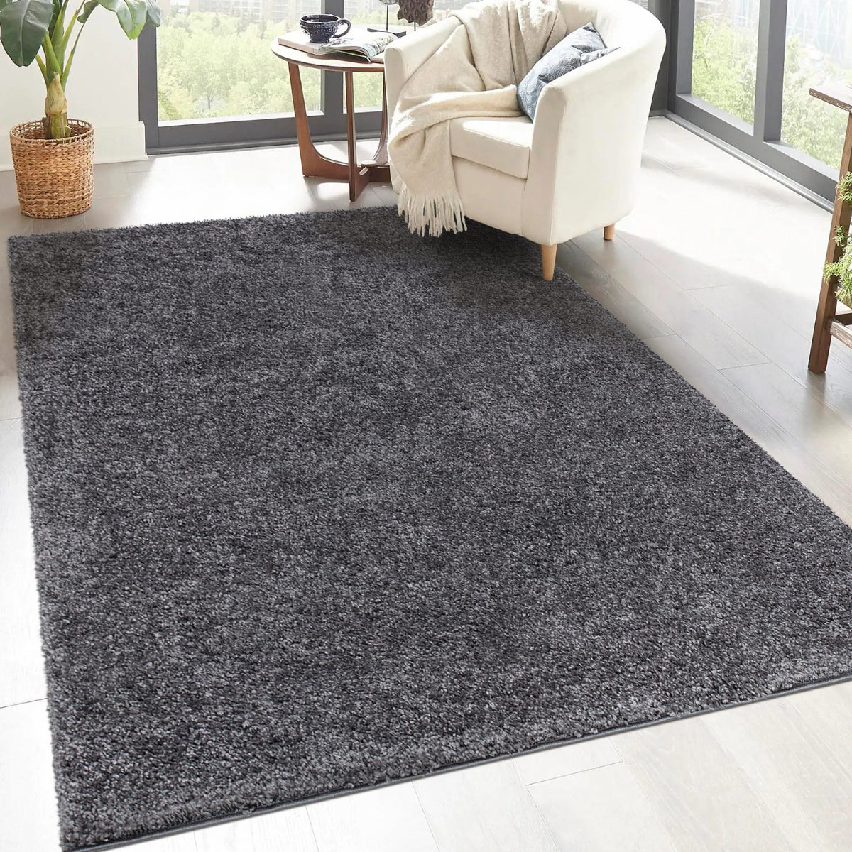 Vaip City Shaggy Black&White